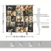 Vintage Animal Collage Shower Curtain - 4x4 Grid, Sepia-Toned Forest & Mountain Design, 70x70", 12 Rust-Proof Hooks, Polyester