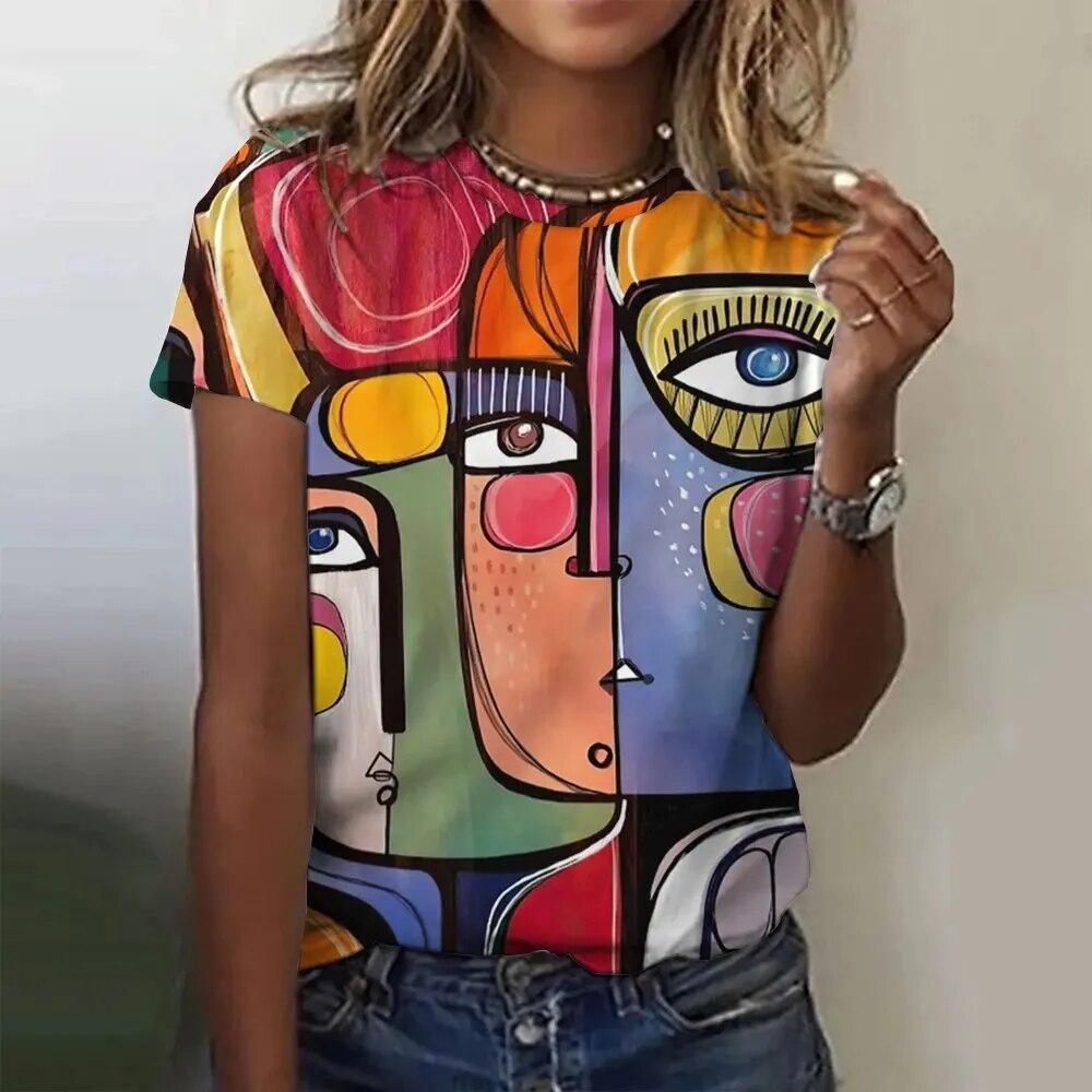 

Летние футболки с красивым цветочным 3D принтом, женская уличная одежда, повседневная модная футболка с короткими рукавами, детские футболки с круглым вырезом, топы, одежда 6XL