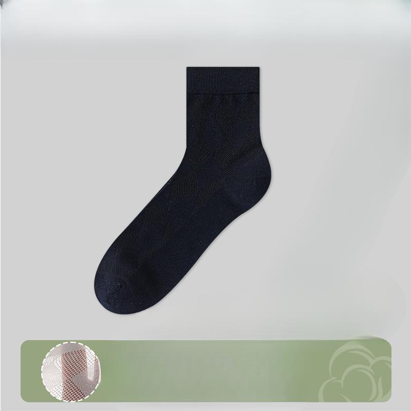 Men's Spring and Summer Breathable Sweat Absorption Deodorant Antibacterial Boneless Business Tube Socks