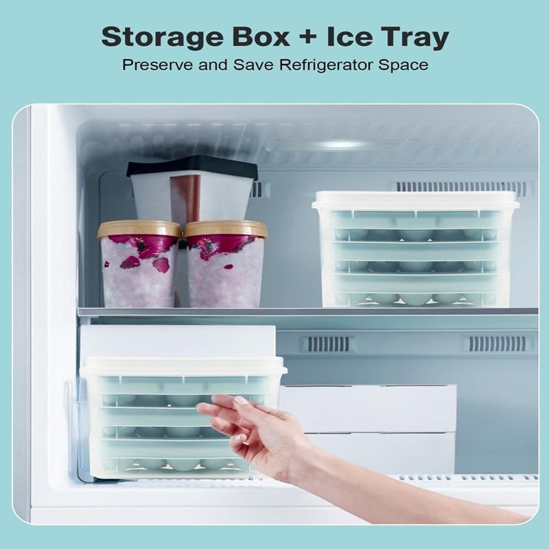 1 Set Eiswürfelform, 3 Packungen Runde Eiswürfelformen für Gefrierschrank, Leicht lösliche Eisball-Maker-Form mit abnehmbarem Deckel und Behälter zur Herstellung von Eisbällen