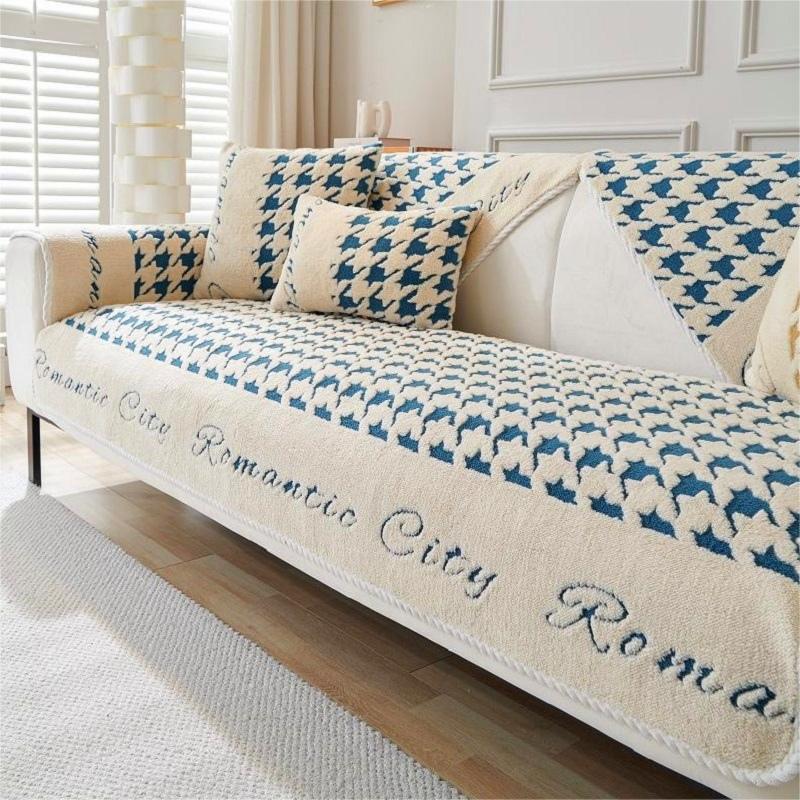 Sofa Cushion Winter Thickened Fleece Cushion Non-Slip Leather Sofa Cover Armrest Cover Towel