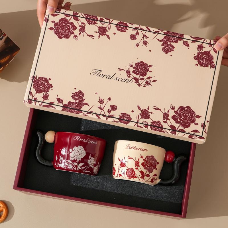 Rose Blume Sprache Keramik Tasse Paar Wasser Tasse Büro Zuhause Kaffee Tasse Neues Hochzeits Souvenir Hochzeitsgeschenk
