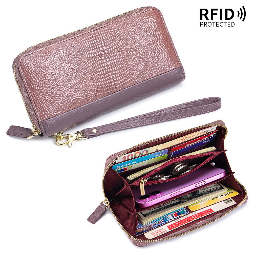 

New women s long wallet fashionable crocodile pattern classic mobile phone bag patent leather simple clutch bag large capacity