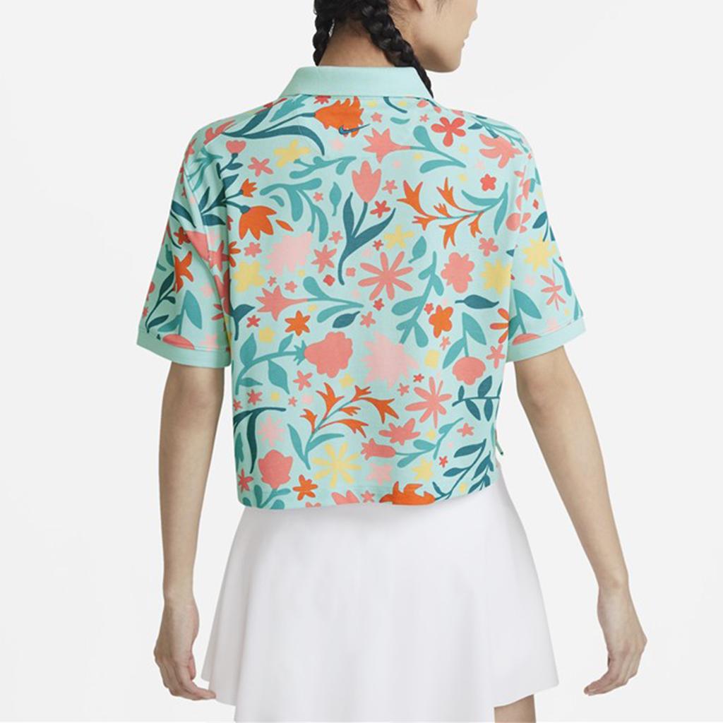 Nike Asthe Nk Koszulka Polo z Krótkim Rękawem Wzór Casualowa Oddychająca Koszulka Polo Damskie topy Szmaragdowy DD0487-382