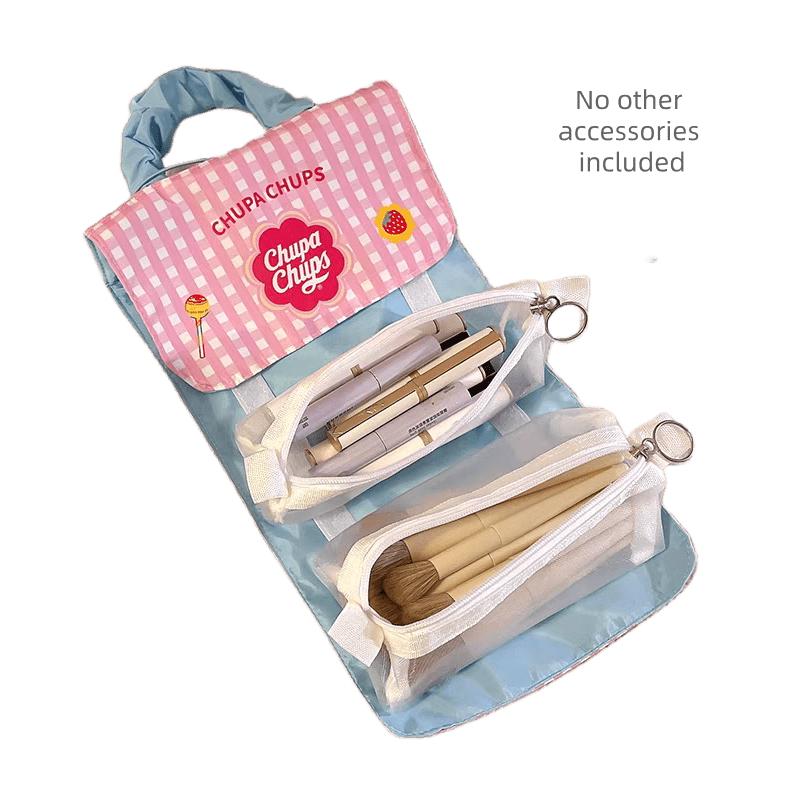 3-in-1 detachable large makeup bag, color-block dopamine design, portable high-end travel cosmetic handbag for women
