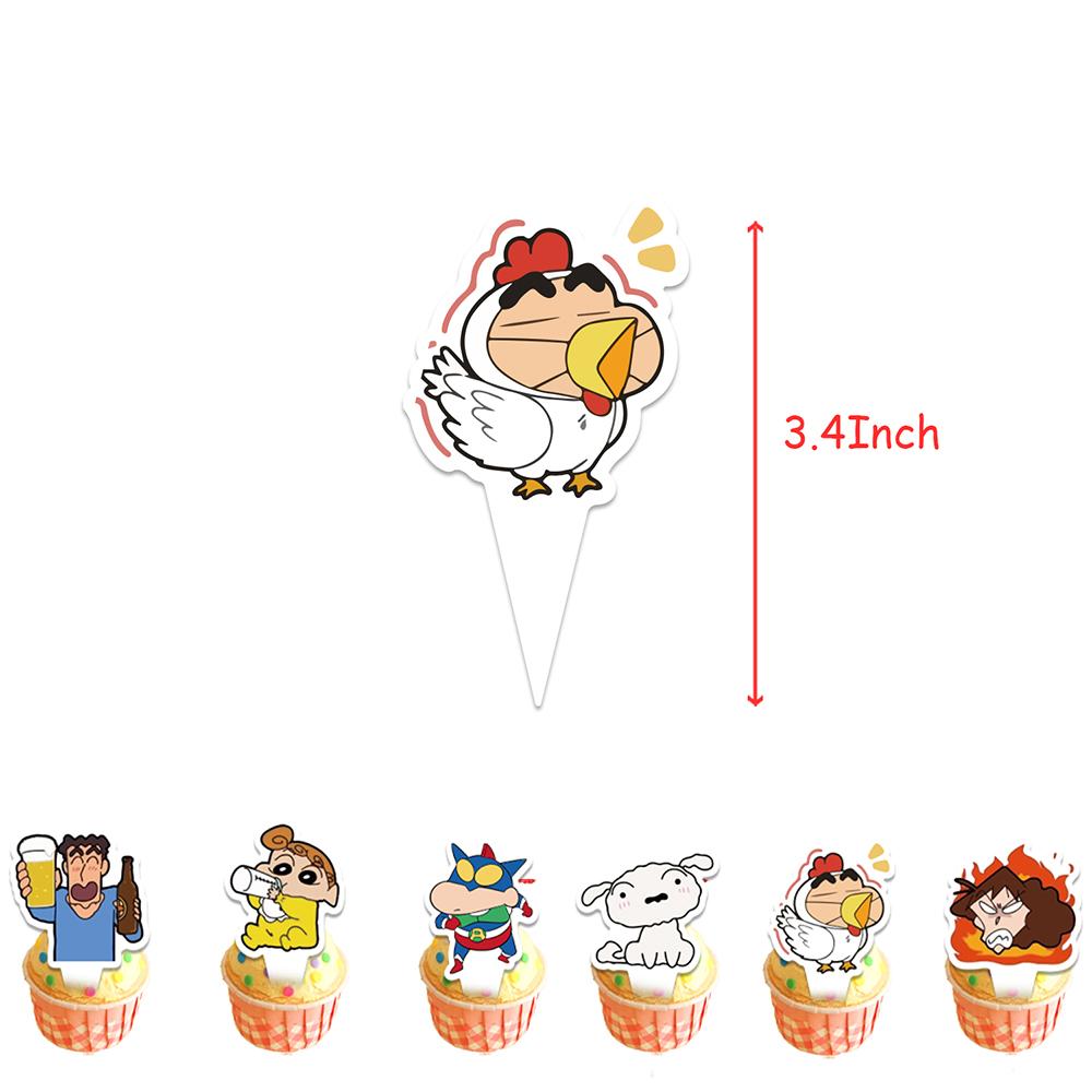 34pcs Crayon Shin-chan Party Supplies Including a Banner, Cake Toppers, Balloons