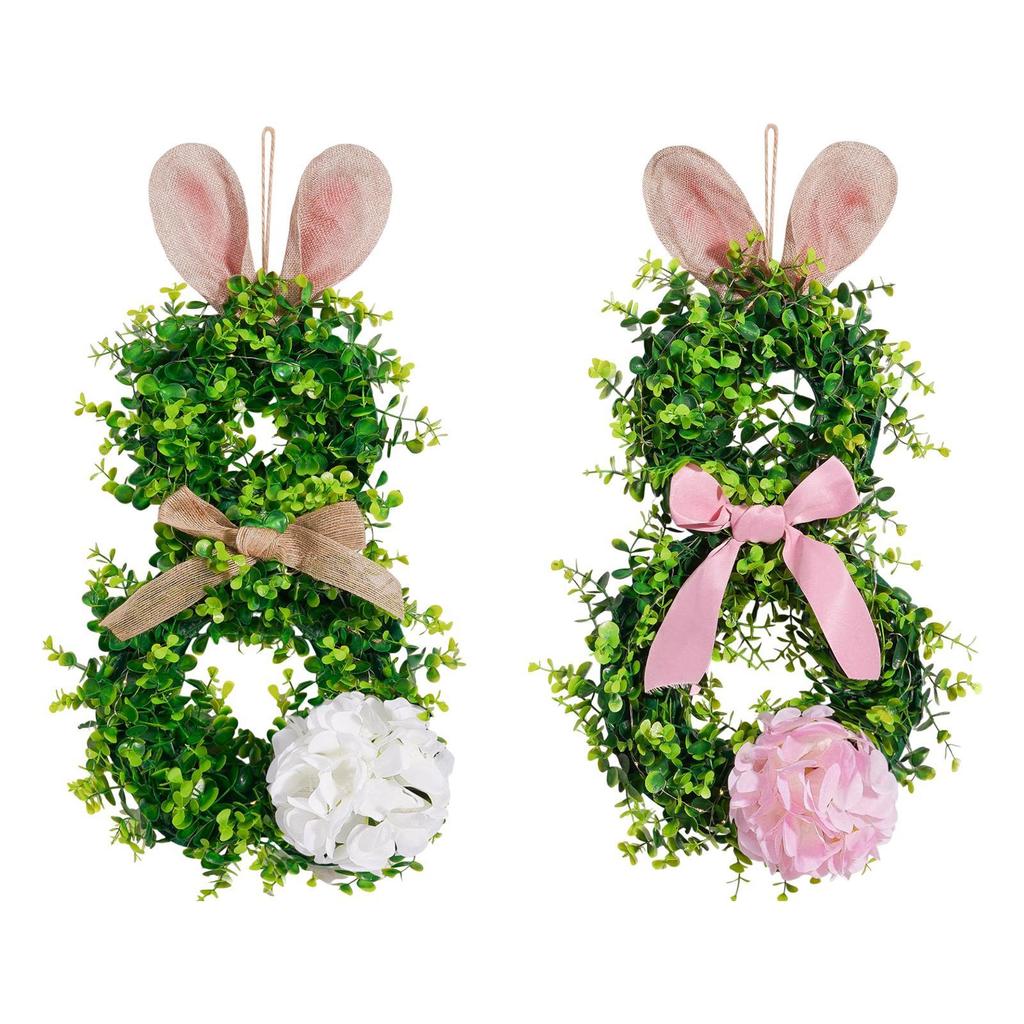 Easter Wreath for Front Door Wall Hanging Creative Festive Garland with Light for Farmhouse Festival Wedding Office Party Favors