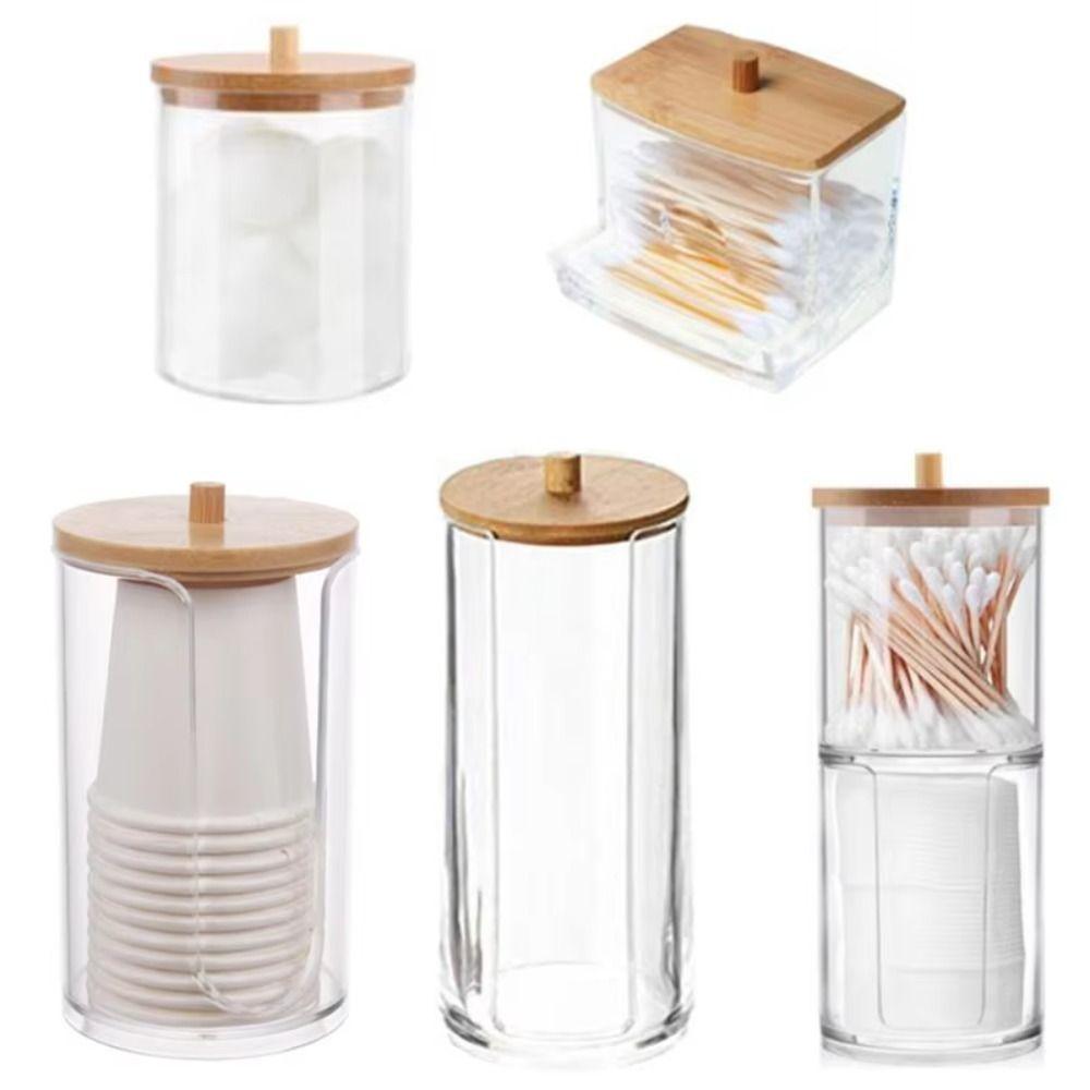 2/3/4Pcs Transparent Window Cotton Ball/Swabs Dispenser Save Space Apothecary Container Jar  Jewelry