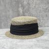 French Retro Salted Seaweed Hollow Woven Small Brim Flat Top Top Hat For Men And Women Summer Fashion Travel Short Brim Straw Hat