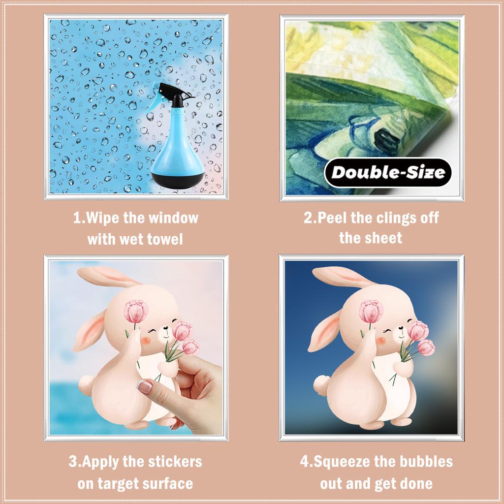 New 2026 Easter Bunny Egg Static Cling Window Stickers Decorative Window Decals for Glass Home Easter Decor Wall Clings Shop Window Glass