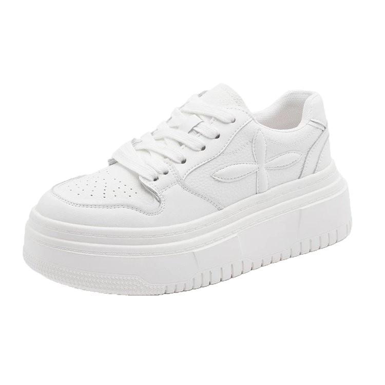 Cowhide version~ genuine leather thick-soled heightening muffin casual shoes board shoes women's autumn 2025 new versatile little white shoes