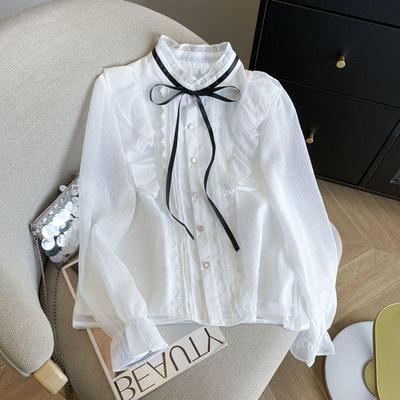 2026 Spring French Court Style Lace Chiffon Top for Women