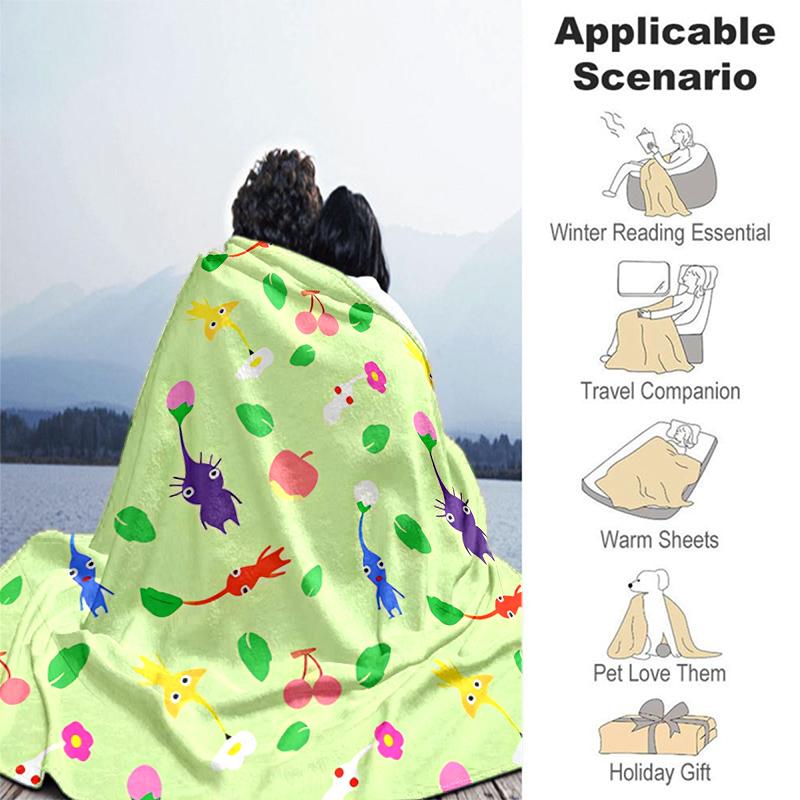 1 manta con diseño de estampado Pikmin, manta ligera para sofá, cama - Suave y cálida, regalo para todas las estaciones como Navidad, Halloween