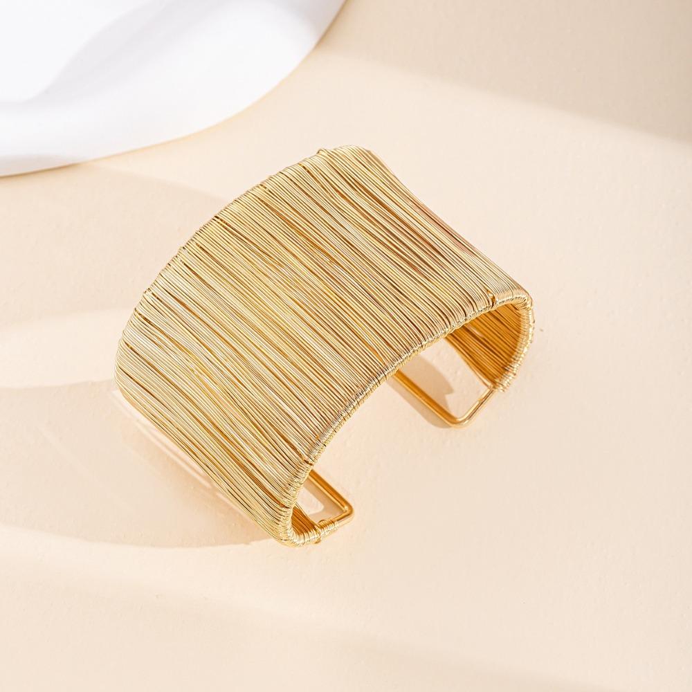 Weave Metal Wire Drawing Bangle Geometry Vintage Bracelet Adjustable Exaggerated Bracelet  Party
