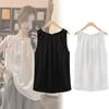 Chic Sleeveless Chiffon Tank Top Elegant Round Neck Pullover For Women