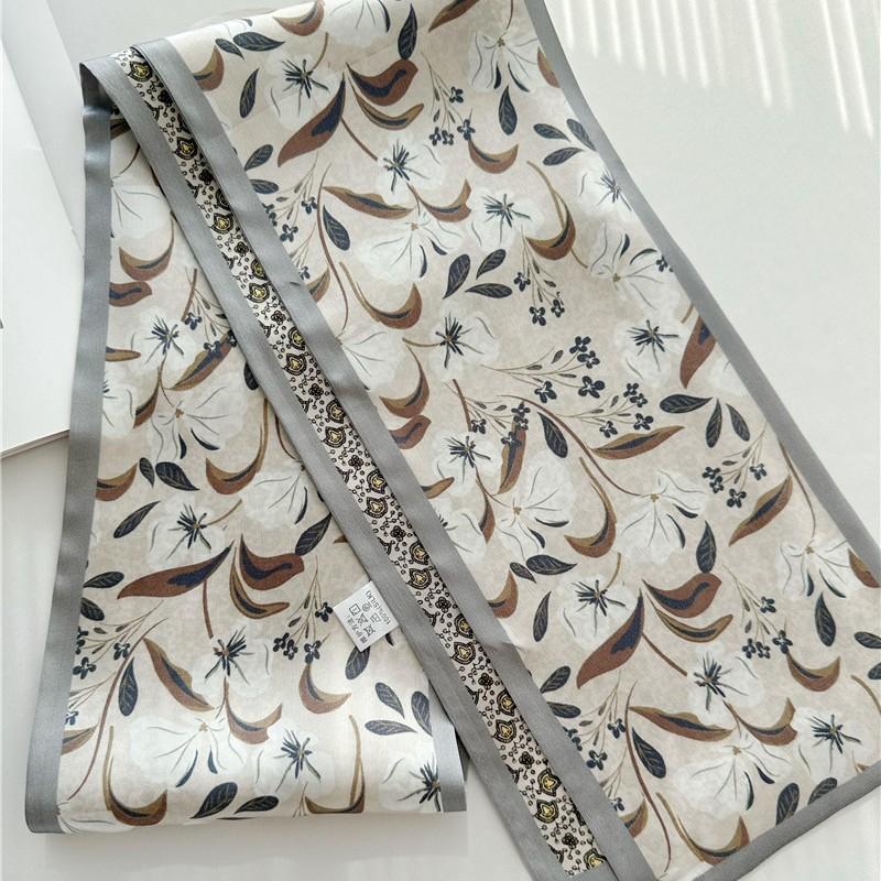 Spring new silk scarf femininity fresh mulberry silk silk scarf thin narrow long double-sided scarf streamer