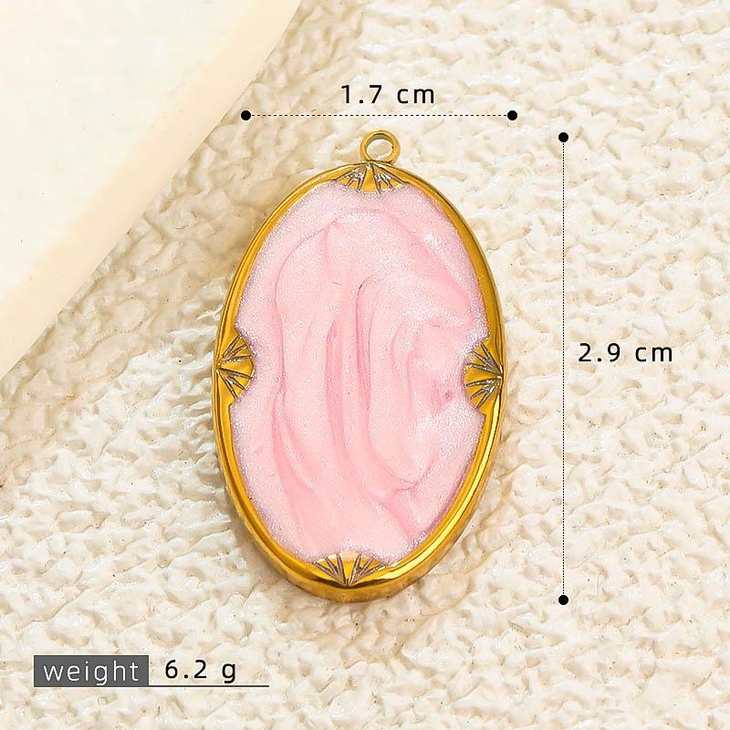 French Drip Flower Oil Painting Pendant Necklace & Heart Earring Charms in Stainless Steel - DIY Titanium Jewelry Accessories for Women