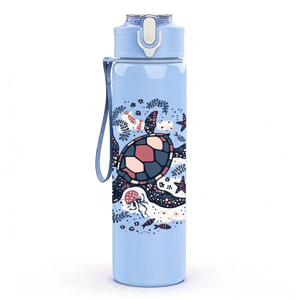 1PC Spider Web Skull Circular Art Print 750ml Color Plastic Sports Water Bottle Leakproof Flip Straw Lid Suitable for Sports Office Home Use