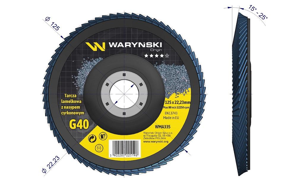 Tarcza Do Szlifierki 125 Mm Lamelkowa. Cyrkonowa Gr40 (Sprzedawana Po 10 Szt.) Waryński