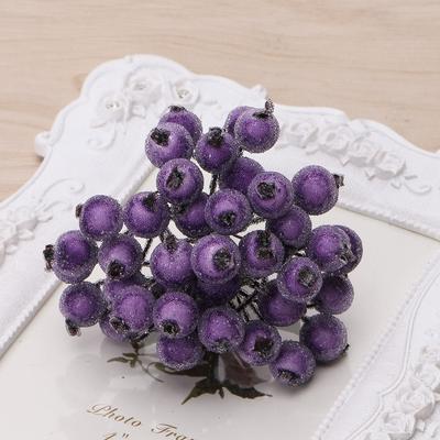 40 Pcs Decorative Mini Christmas Frosted Fruit Berry Holly Artificial Flower