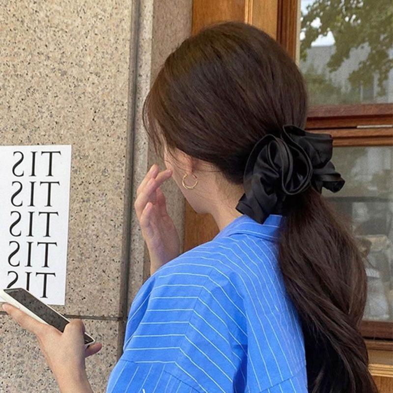 Fashion Extra Large Satins Hair Ties  Oversize Hair Band Hair Scrunchie Ponytail Holders Elastic Hair Accessories