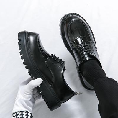 Fashion Men Leather Shoes Fashion Oxfords Slip On Thick Tottom For Male Derby Shoes Casual Loafers Mens Roundhead Formal Dress Shoes