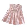Girls Summer Sleeveless Babydoll Shirt With Bow And Pleats Casual Chic Versatile Top For Kids