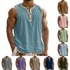 Men’s Sleeveless Henley Tank Top Casual Loose Fit Muscle Shirt Lightweight Button Front Summer Vest Top