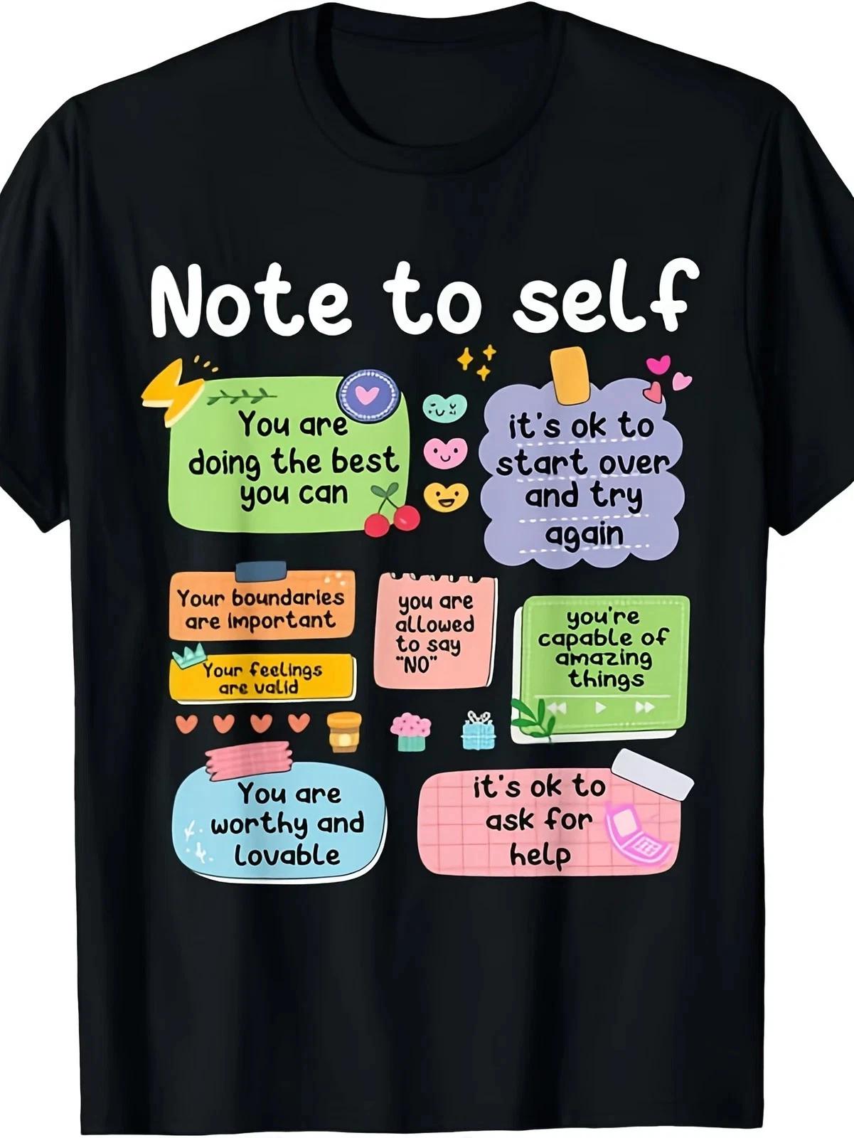 Positive Self Affirmation Graphic T-Shirt Mental Health Self Love Quote Tee M