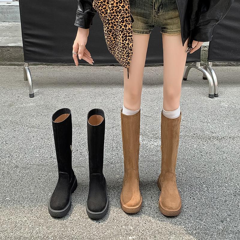 4.5CM Small Spice Girl Wind Knight Boots 2025 Autumn and Winter New Round Head Thick Heel But Knee Boots Women