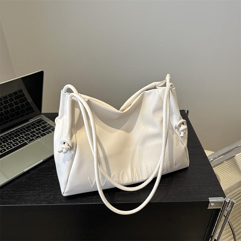 Stylish Pu Tote Bag For Women With Chic Design Soft Leather Shoulder Bag In Black Pink White Khaki