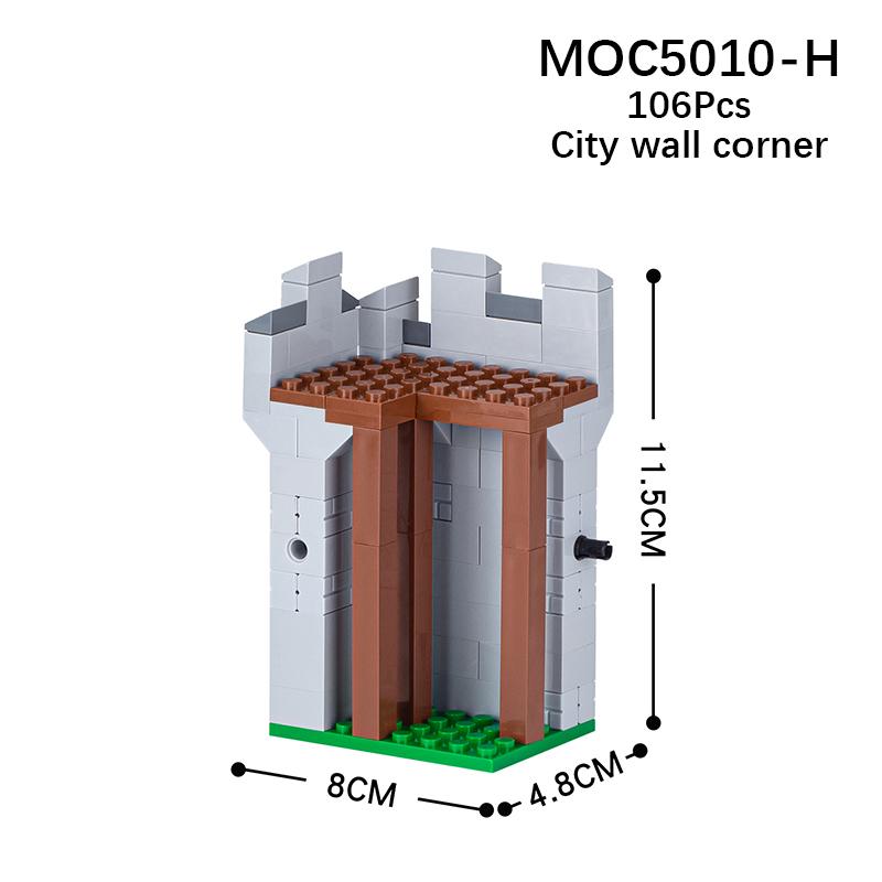 MOC Military War Medieval City Wall Castle Gate Shooting Range Weapon Street view Building Block Toys For Children Creative Gift