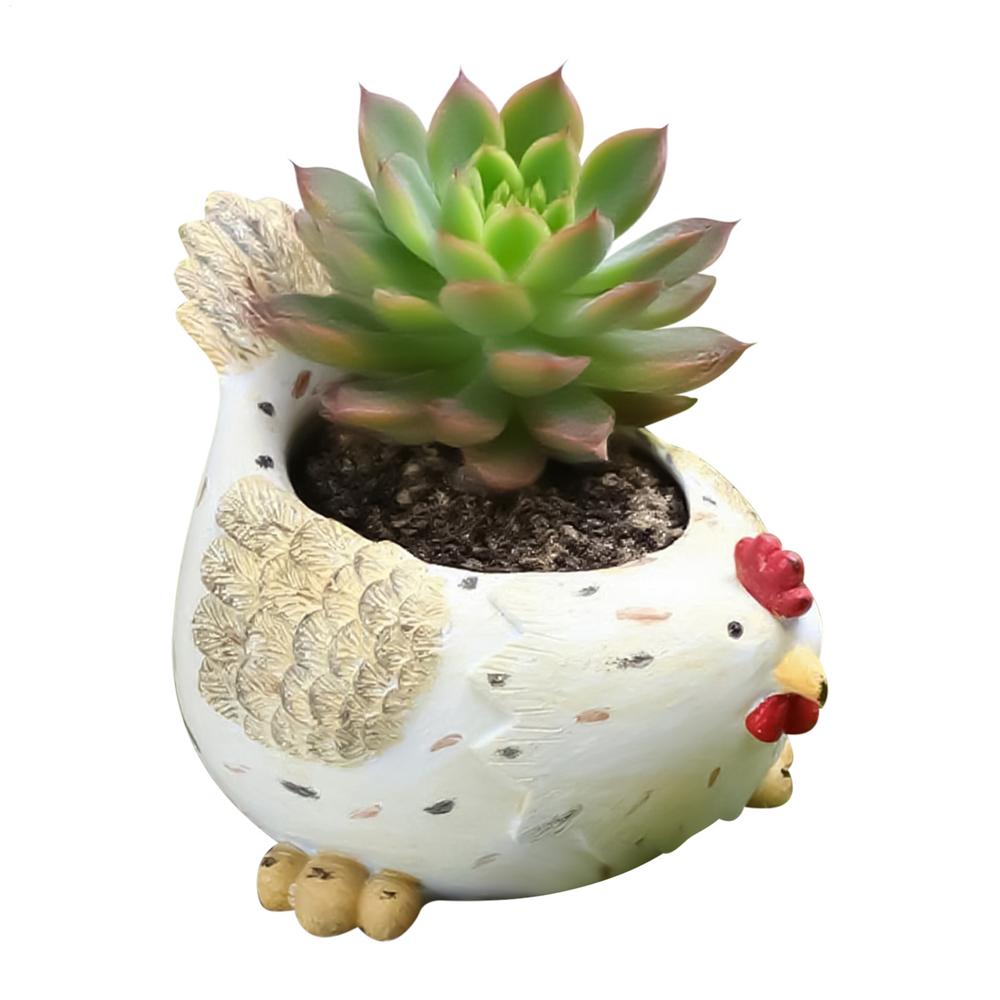 

Flower Pots For Plants Resin Chicken Flower Pots With Drainage Hole For Table Decorative Plant Planter For Desk Bedroom белый