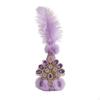 Pointed Hat with Feather Ornate Folk Costume Handmade Jeweled Headpiece for