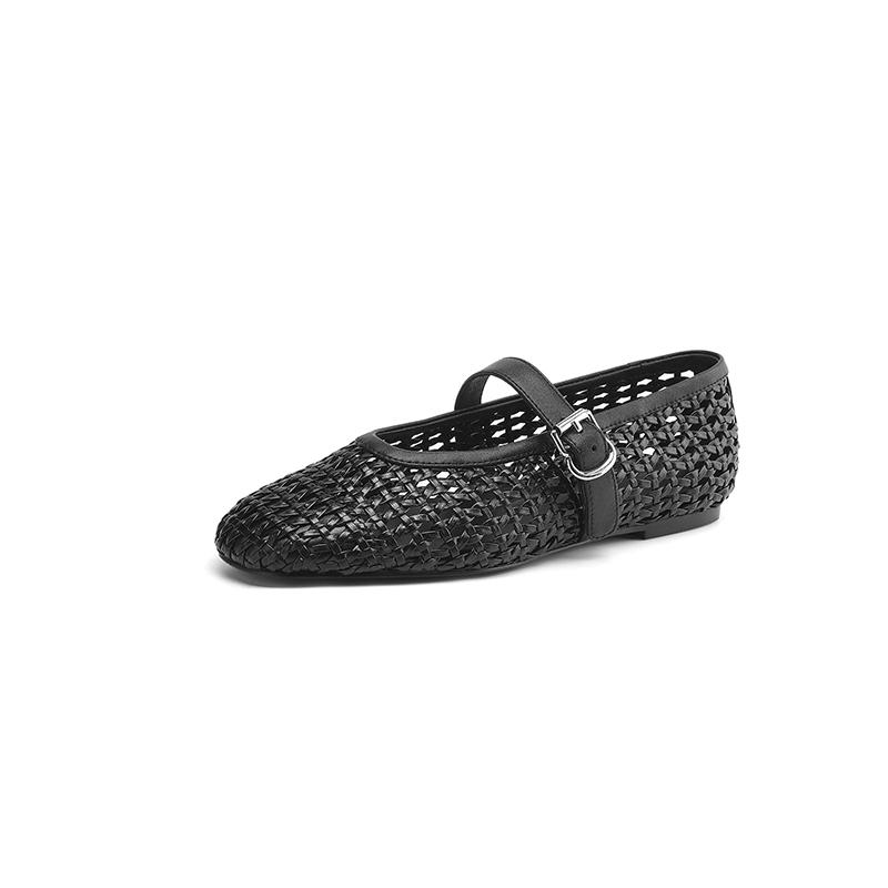 Fashion New Summer Women Pumps Shoes for Women Fashion Hollow Out Round Toe Mary Jane Shoes Breathable Flat Shoes Low Heels Women