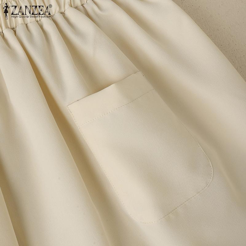 ZANZEA Women Casual Elastic Waist Loose Summer Shorts