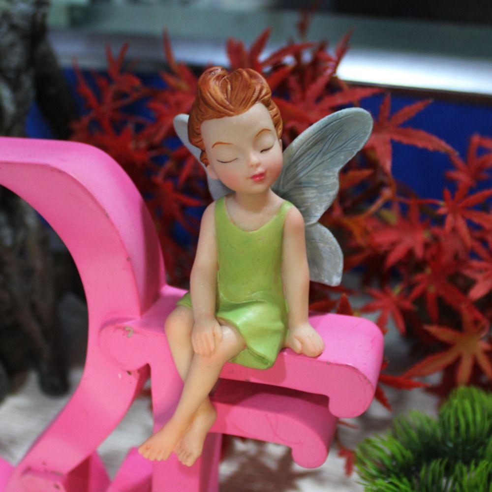 

Micro Landscape Mini Fairy Wings Sculpture Girly Heart Resin Fairy Crafts Home Decor