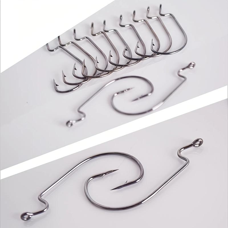 50pcs High Carbon Steel Crank Offset Fishing Hooks for soft Worm Baits Barbed Sharp Hook Big Wide Gap Crank Hook 7 Size Fishhook 260319
