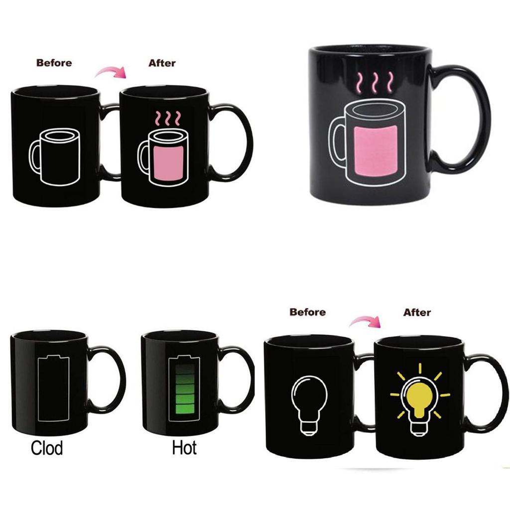 Color Changing Ceramic Mug With Light Bulb Tetris Battery Pattern For Gift Giving And Promotions