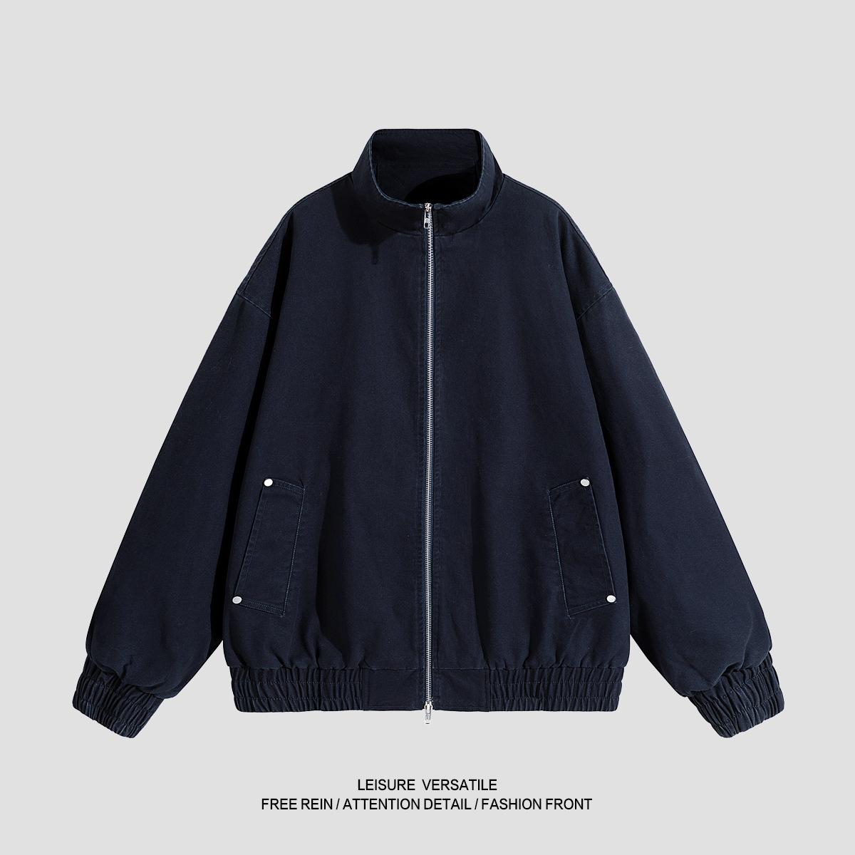 

Минималистичная хлопковая куртка мужская 2026 Рабочая куртка Вываренная С эффектом состаривания Воротник-стойка Мужская Весенне-осенняя одежда Дышащая Рабочая Повседневная куртка 2XL