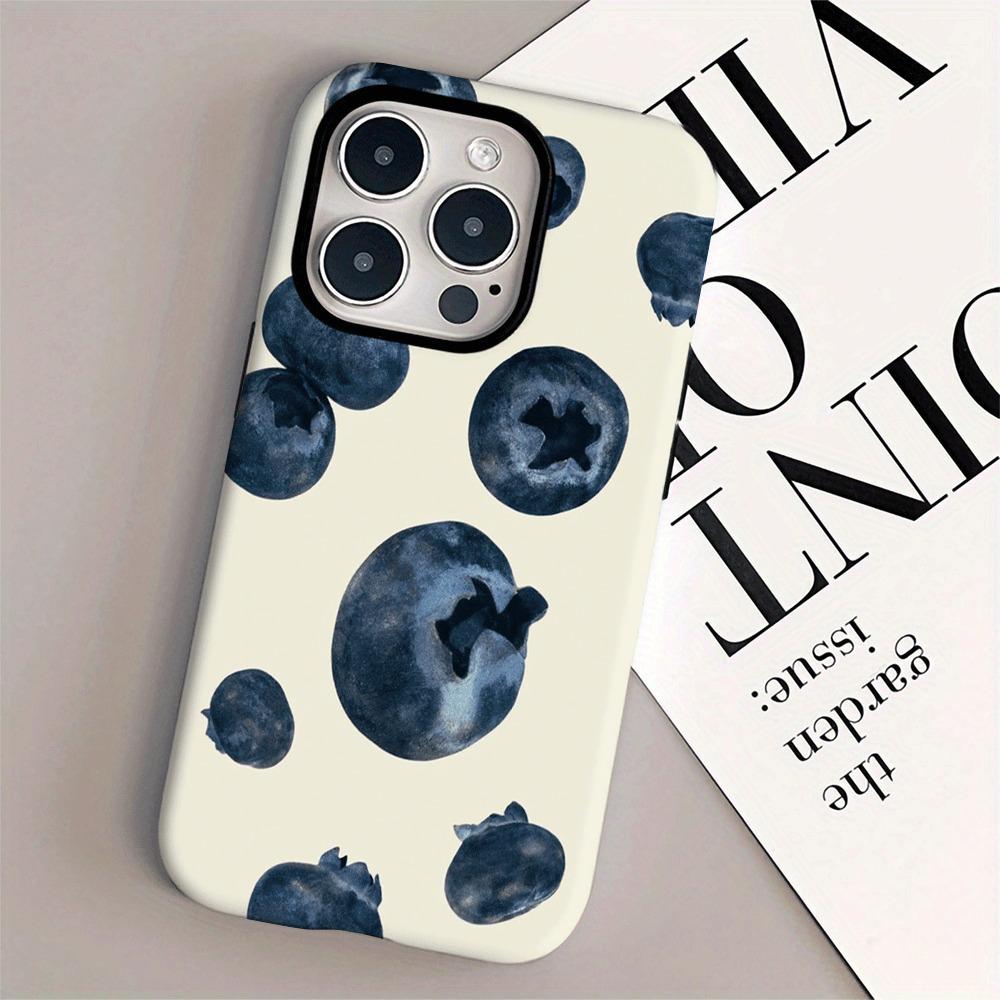 Summer Fruit Blueberry Pattern 2-in-1 Phone Case Suitable for iPhone 17 16 15 14 13 12 11 Pro/Max/Plus Anti Shock Back Cover