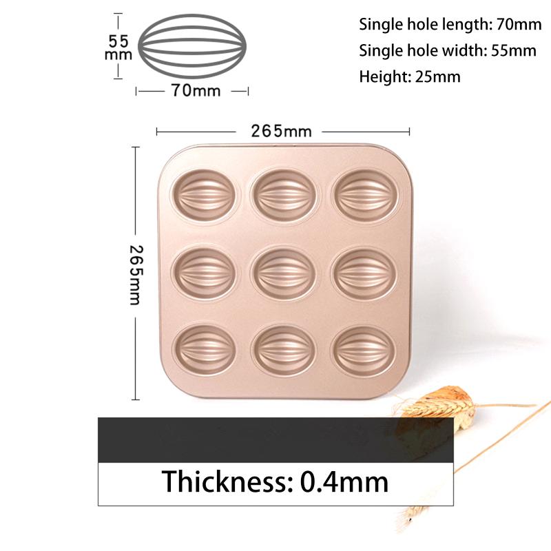 High-Quality 6/9/12 Cavity Cake Mold Non-Stick Coating Olive-Shaped Baking Tray Diy Carbon Steel Muffins Moulds Kitchen Home 9 Consecutive