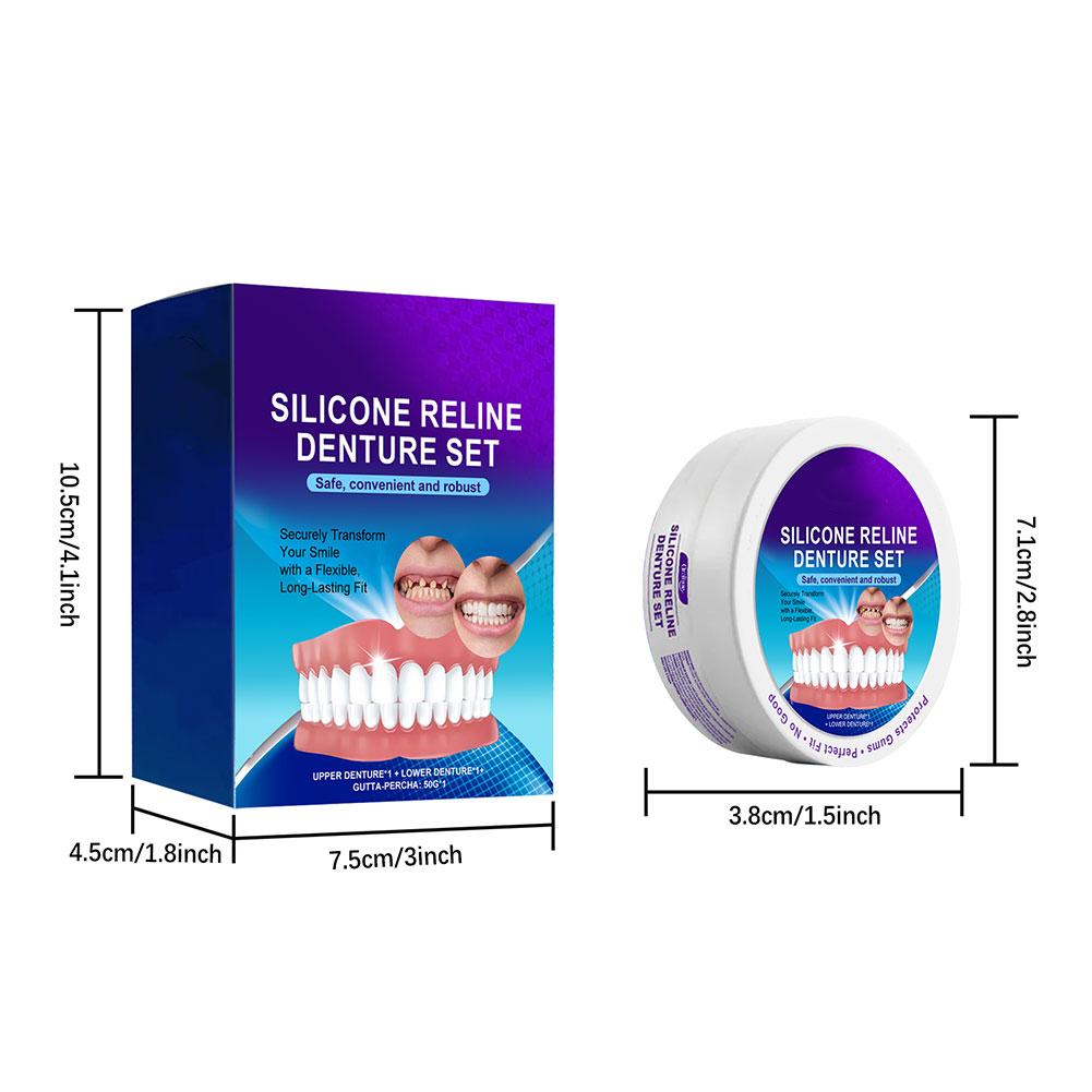 Teeth Silicone Reline Denture Set Comfortable Fit Silicone Tooth Fit Denture Set Moisturizing Smile Tooth Care Denture