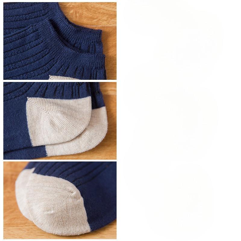 5 Pairs Spring and Summer Couple Socks Colourful Boat Socks Cotton Trend Stripes Breathable Anti-odour Socks Men's Short Socks