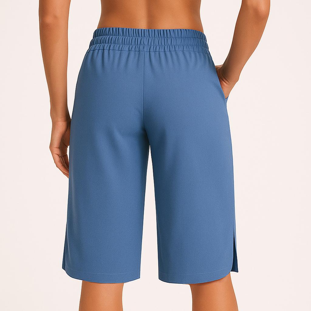 Damen Einfarbige Baumwolle und Leinen Freizeitshorts mit Taschen Lockere Hosen