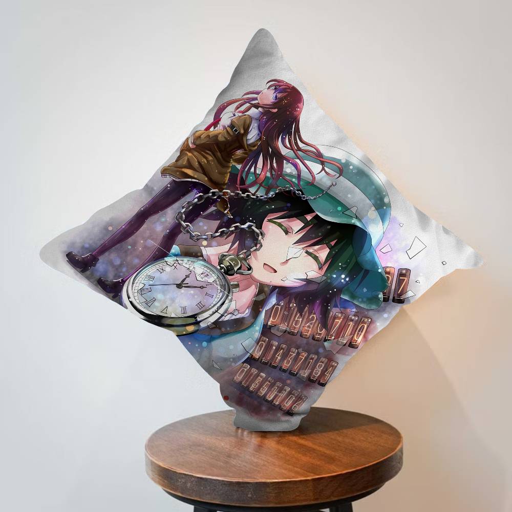 Anime Steins Gate Pillow Gift Home Office Decoration Bedroom Sofa Car Cushion Cover case x