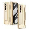 For Samsung Galaxy Z Fold 7 6Case Clear Electroplated Metal Lens Holder with Folding Hinge Tempered Film Optional Touch Pen Slot