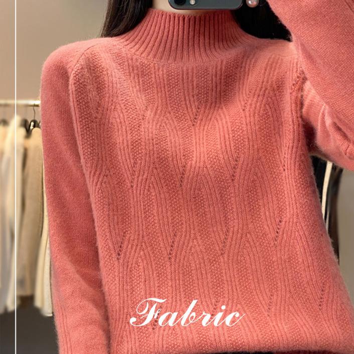 Fashion Half Turtleneck Pullover Women's Autumn and Winter Thick Twist Flower Warm Sweater for Women's Wear