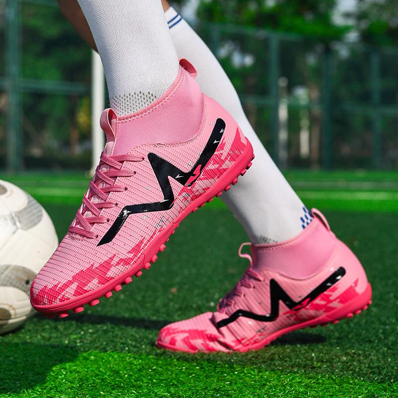 35-46 Kids Football Boots Rubber Soft Sole Short Nails Artificial Turf Leather Youth Kids Football Shoes Men's Sports Large Size Football Shoes