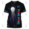 Tischtennis-Trainingsuniform-T-Shirt für Männer und Frauen, lustiger 3D-Druck, kurzärmeliges T-Shirt, Pingpong, Hobby, Sport, Rundhalsausschnitt, modisches T-Shirt